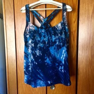 LUCY Activewear Workout Tank Blue/Peach 3X